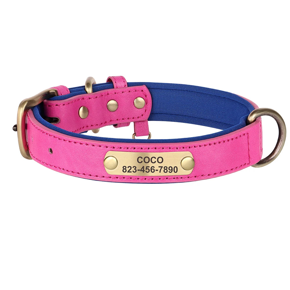 Personalized Dog Collar PU Leather Dog ID Collars Free Engraved Nameplate Adjustable For Small Medium Large Dogs Pitbull