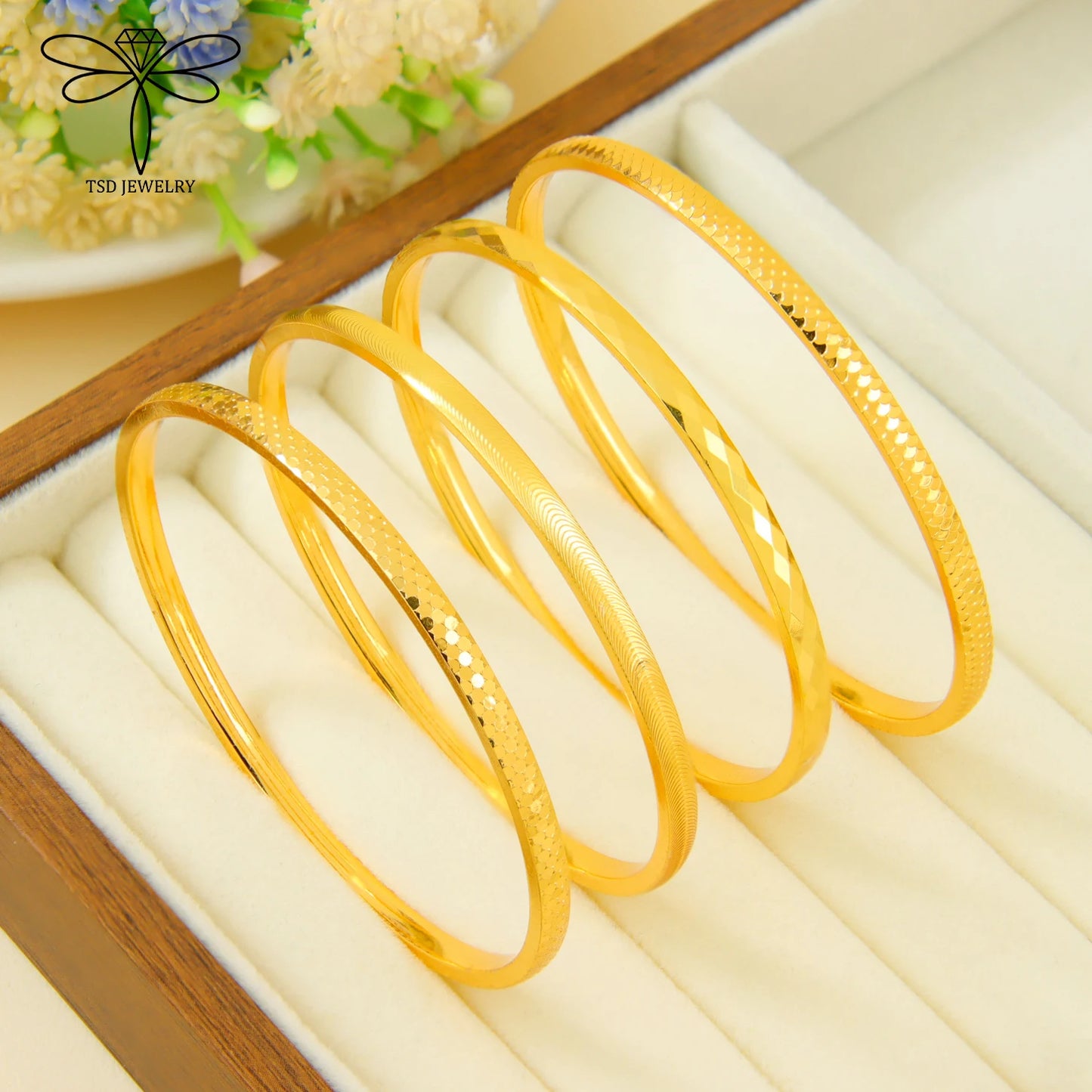 Arabic Bridal Wedding Cuff Bracelet 24k Gold Plated Dubai Simple Fashion Wrap Bangles Oman Women Event Party Daily Jewelry