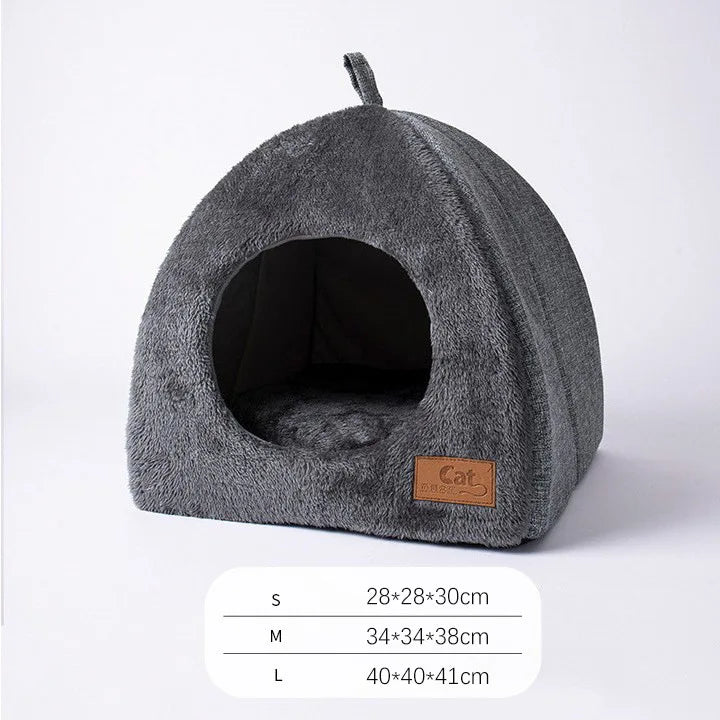 Enclosed Cat House - Winter Warm & Thickened Triangular Deep Sleep Pet Bed for Cats & Small Dogs | Cozy & Insulated Pet Shelter