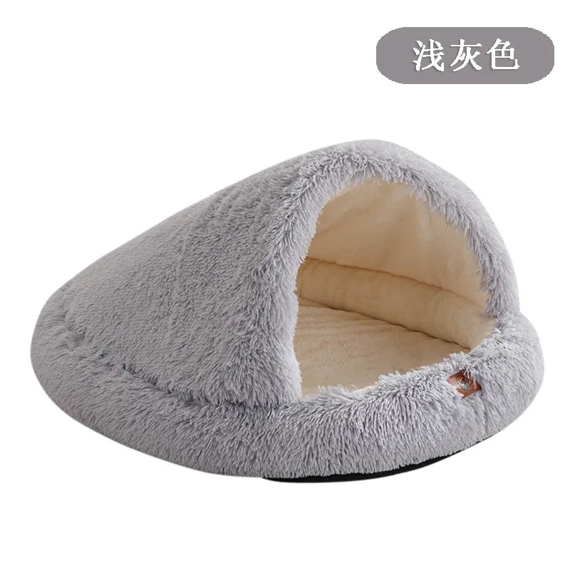 Winter Warm Shaped Enclosed Pet Bed for Cats and Dogs Surrounded Cat Nest Dog Bed
