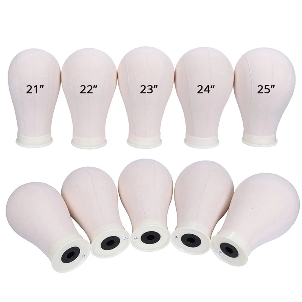 Nunify 21-25Inch Canvas Block Head Mannequin Adjustable Wig Stand Tripod With Rotatable Head Holder For Hairdressing Exhibitions