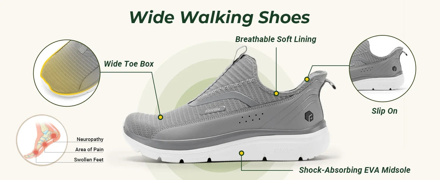 Fitville Wide Men'S Sport Shoes Fitness Walking Shoes Lightweight Breathable For Outdoor Casual Sports Running Shoes Sneaker