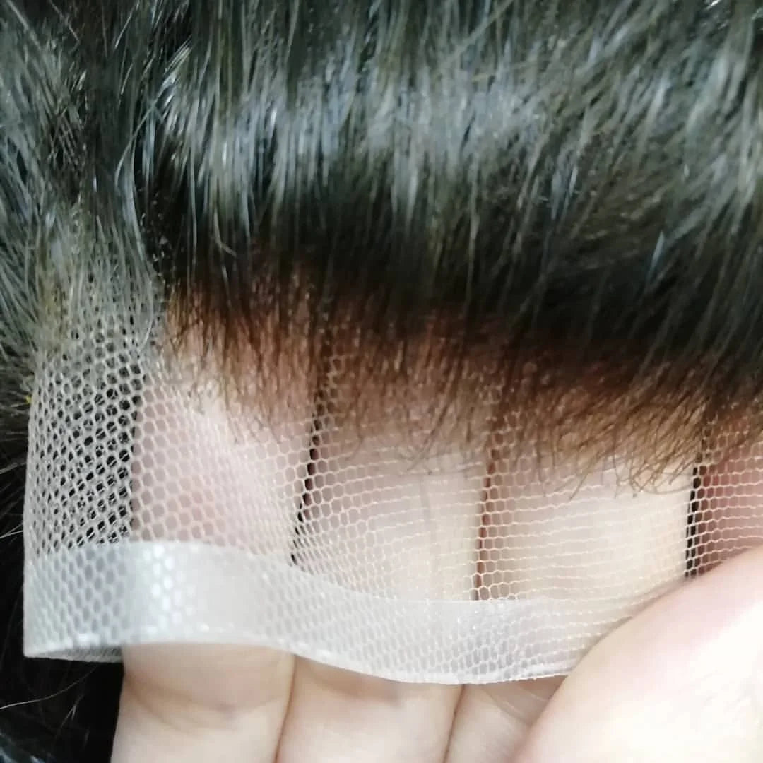 Toupee for Men Human Hair Wigs Men Toupee Mono Base with Lace Front Hair Units Curly Wave Men Toupee Hair Real Human System