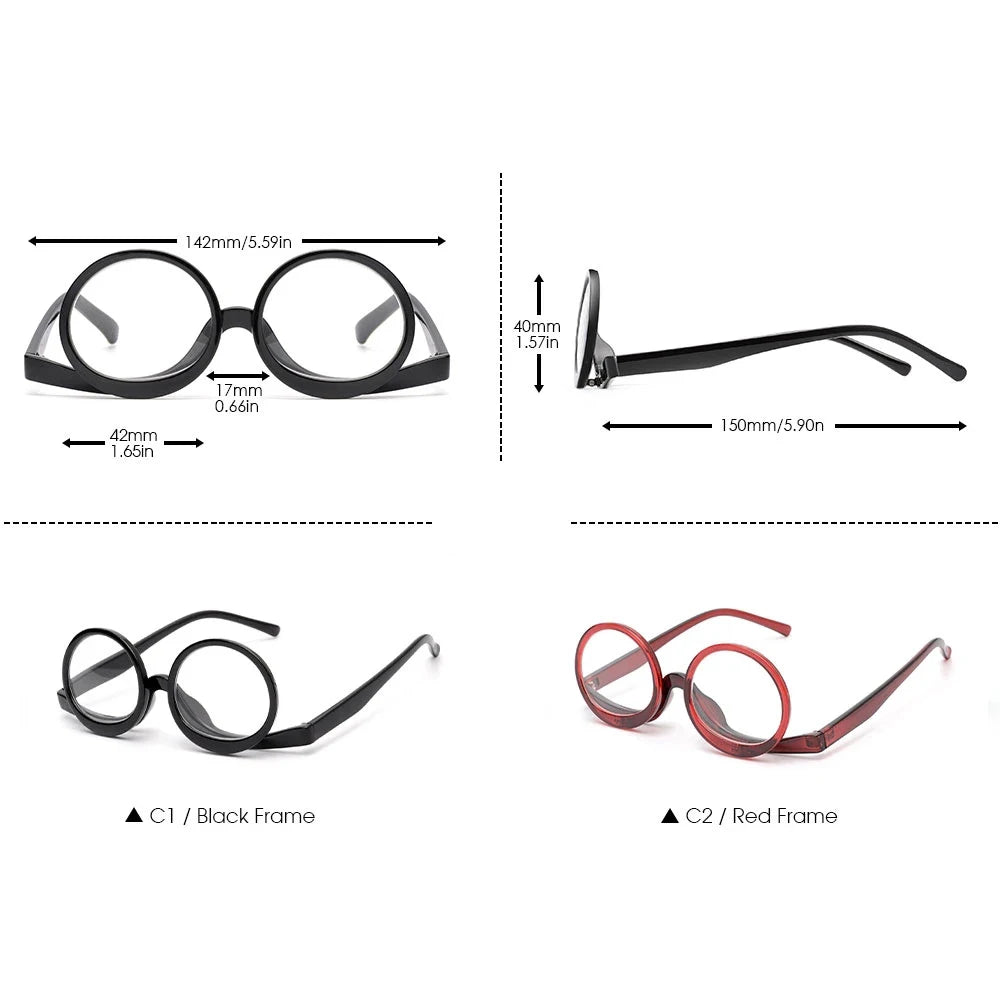 NONOR Makeup Readers Flippable Dual Lens Fashion Reading Glasses for Women Eyeglasses Diopter +1.0 +1.5 +2.0 To +4.0
