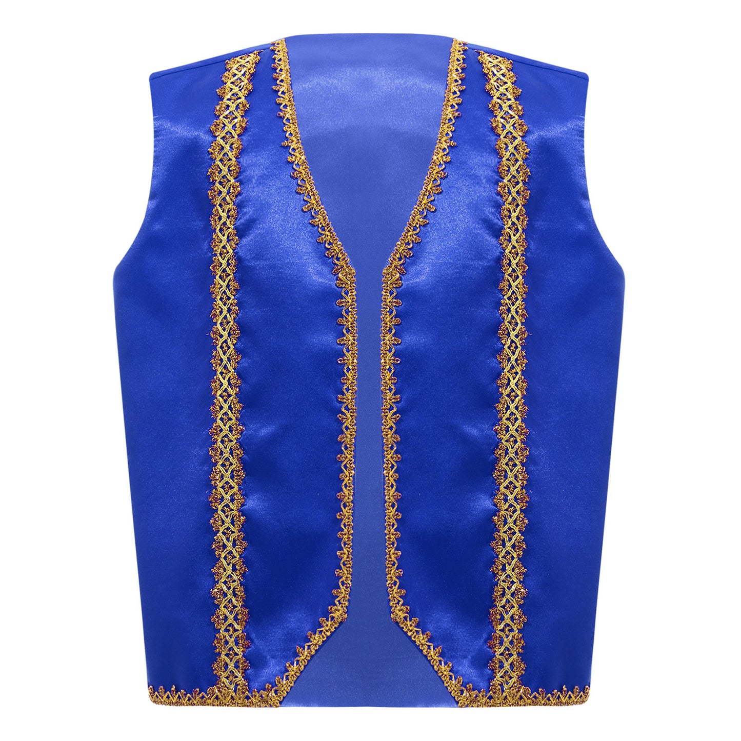 Kids Girls Boys Medieval Steampunk Costume Arabian Prince Sleeveless Golden Trim Waistcoat Vest Halloween Cosplay Fancy Dress Up