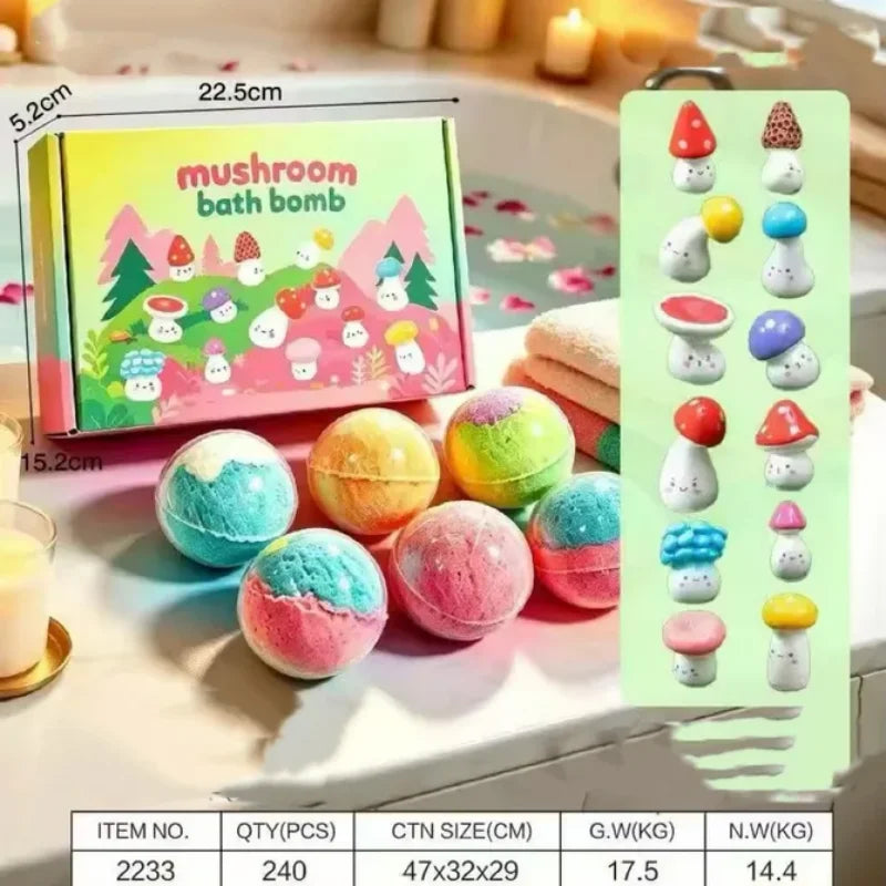 12pcs 60g Safe Natural Kids Bath Fizzies Surprise Hidden Toy Bubble Fizzy Ball Fun Bathtime Play Gift Set for Child