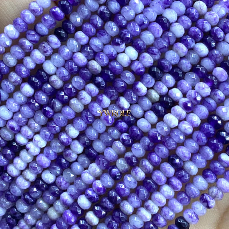 3x4mm Rondelle Faceted Natural Stone Chalcedony Tourmaline Color Loose Spacer Beads for Jewelry Making Diy Bracelet Accessories