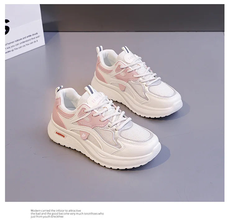 Spring and Autumn New Women's Mesh Breathable Casual Shoes Lightweight Soft Soled Sneakers Thick Soled Non Slip Walking Shoes
