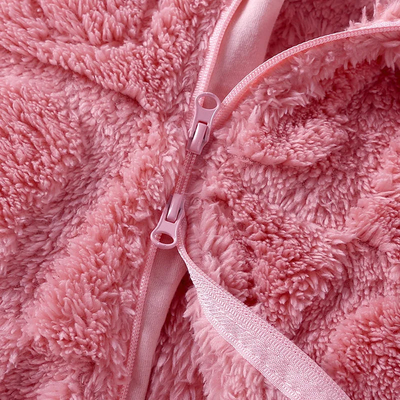 Winter Baby Bear Hooded Romper Thicken Fleece Warm Heart Flannel Toddler Girl Jumpsuits Infant Boy Bodysuit For Newborn Clothes