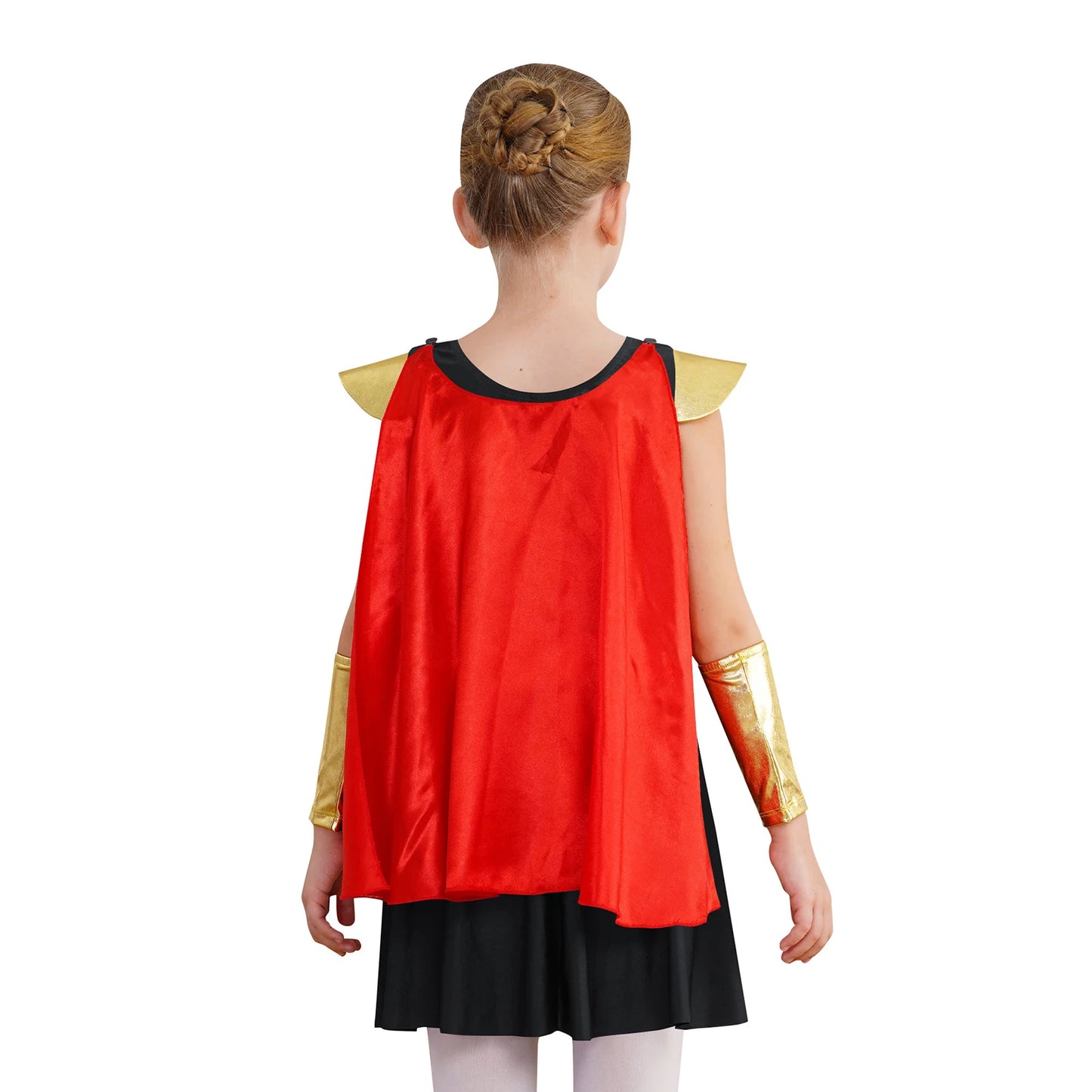 Kids Girls Halloween Ancient Roman Warrior Costume Medieval Soldier Gladiator Cosplay Party Dress Historical Role Play Dress Up