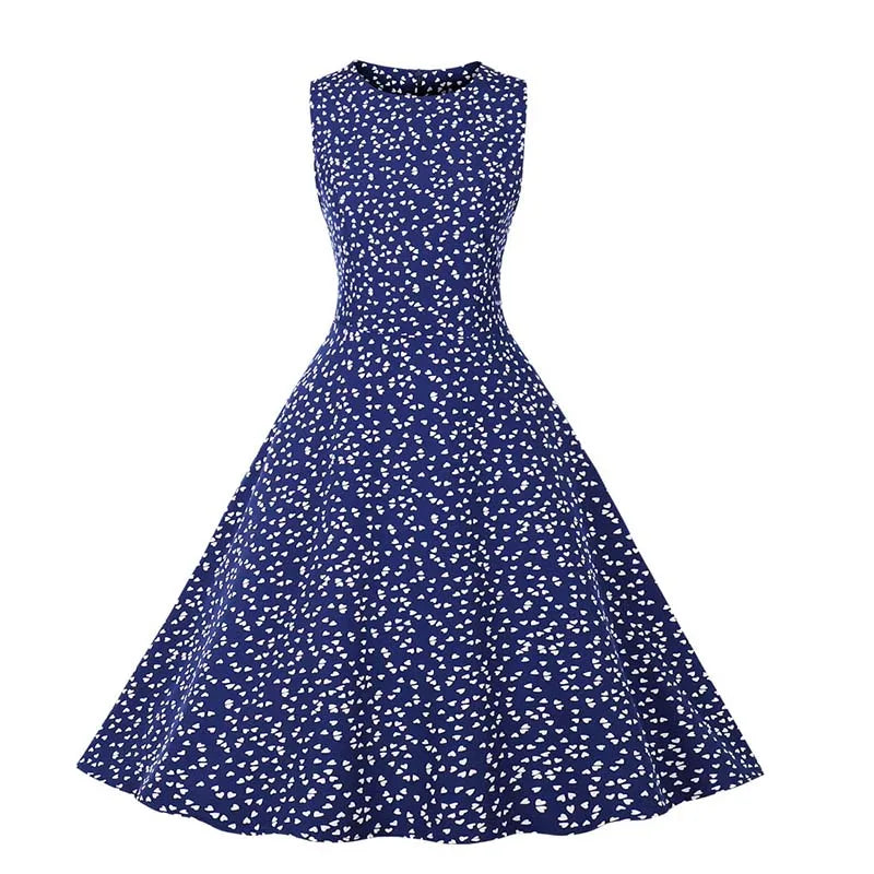 Sleeveless Floral Print Summer Dress Women Elegant Vintage Casual O Neck A Line Midi Party Sundress Vestidos With Belt