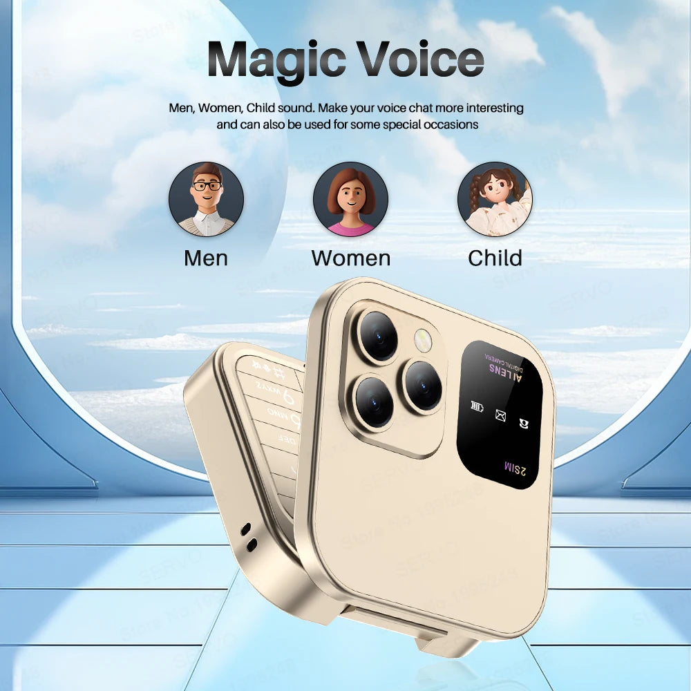 SERVO i16 PRO Flip Mini Mobile Phone Dual SIM Call Recording Speed Dial Magic Voice FM Radio 2G GSM Small Fold Button Telephones