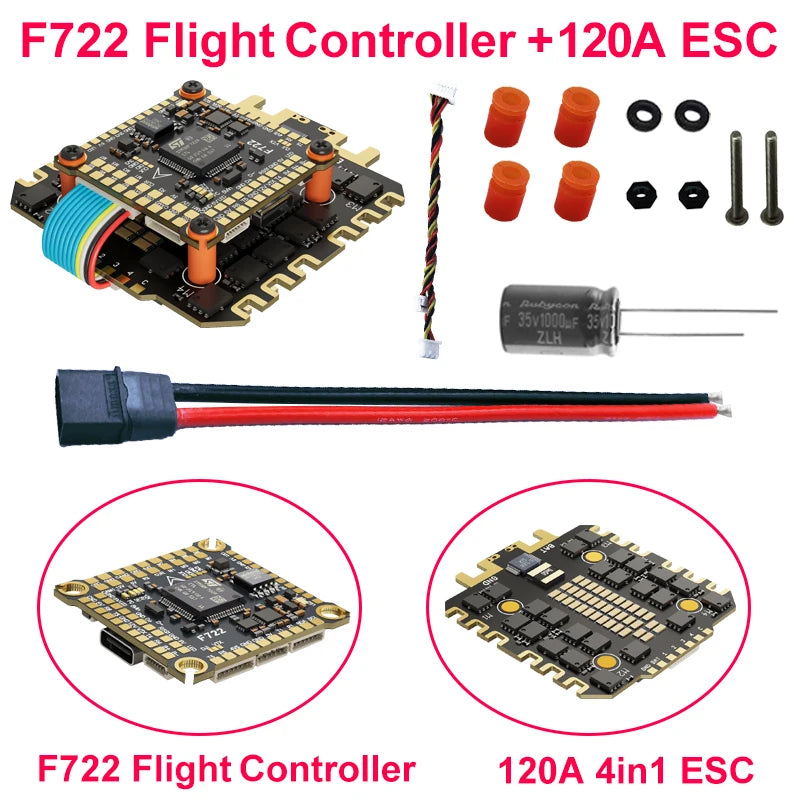 DAKEFPV F722 Flight Control FC 3-12S 100A 120A 4in1 ESC F722 Flight STACK 30x30mm For Remote Control FPV Racing Drone