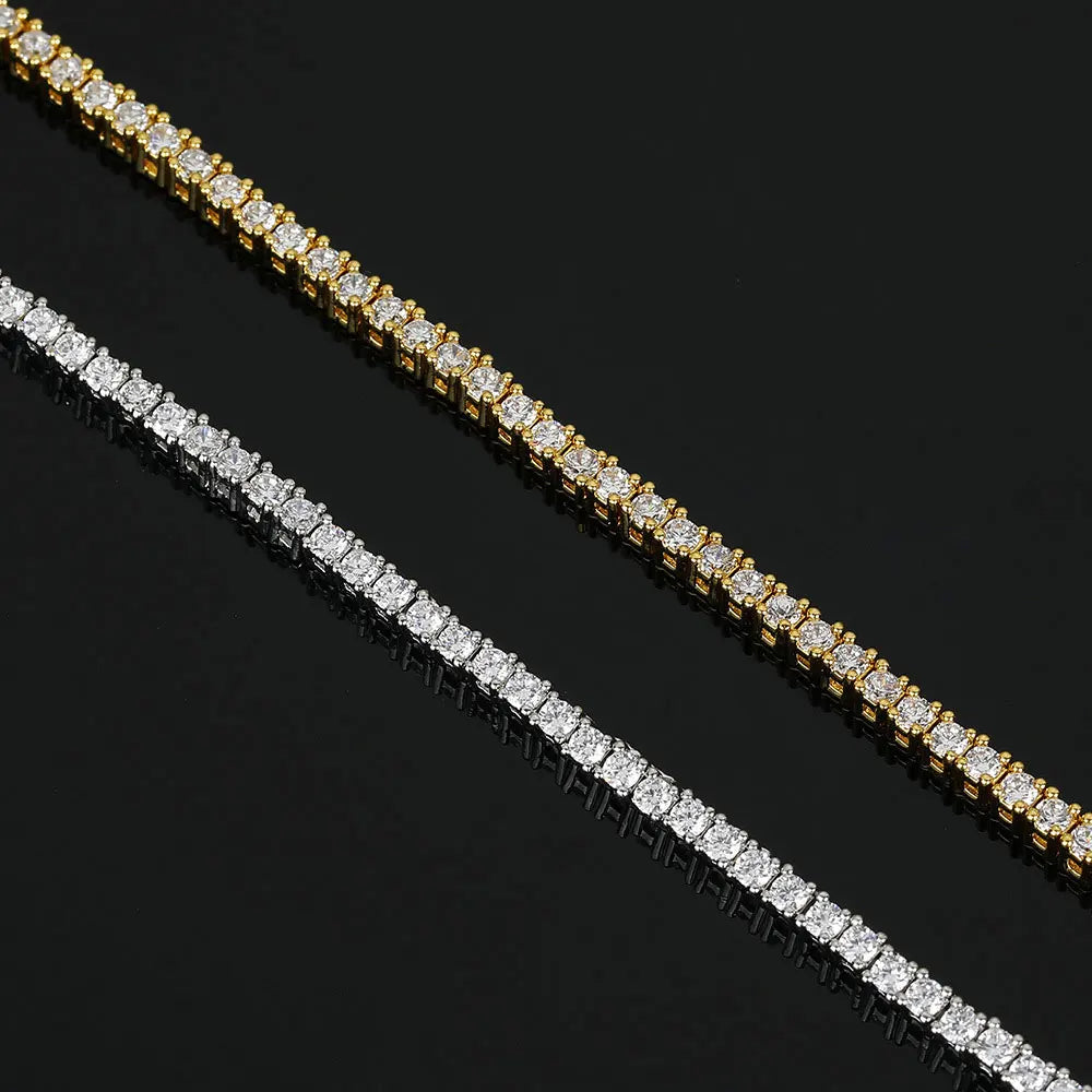 Women's Adjustable Rhodium Plated Fine Jewelry S925 Sterling Silver GRA 3mm D VVS1 Moissanite Tennis Necklace Choker