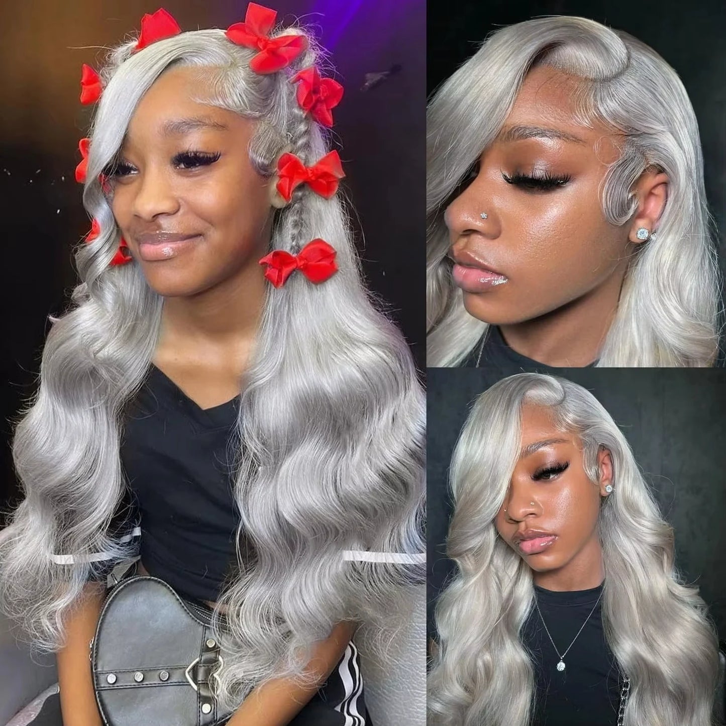 36 Inches Silver Grey Body Wave 13x4 Lace Front Wigs 613 HD Lace Frontal Wig 13x6 Colored Body Wave Human Hair Wigs For Women