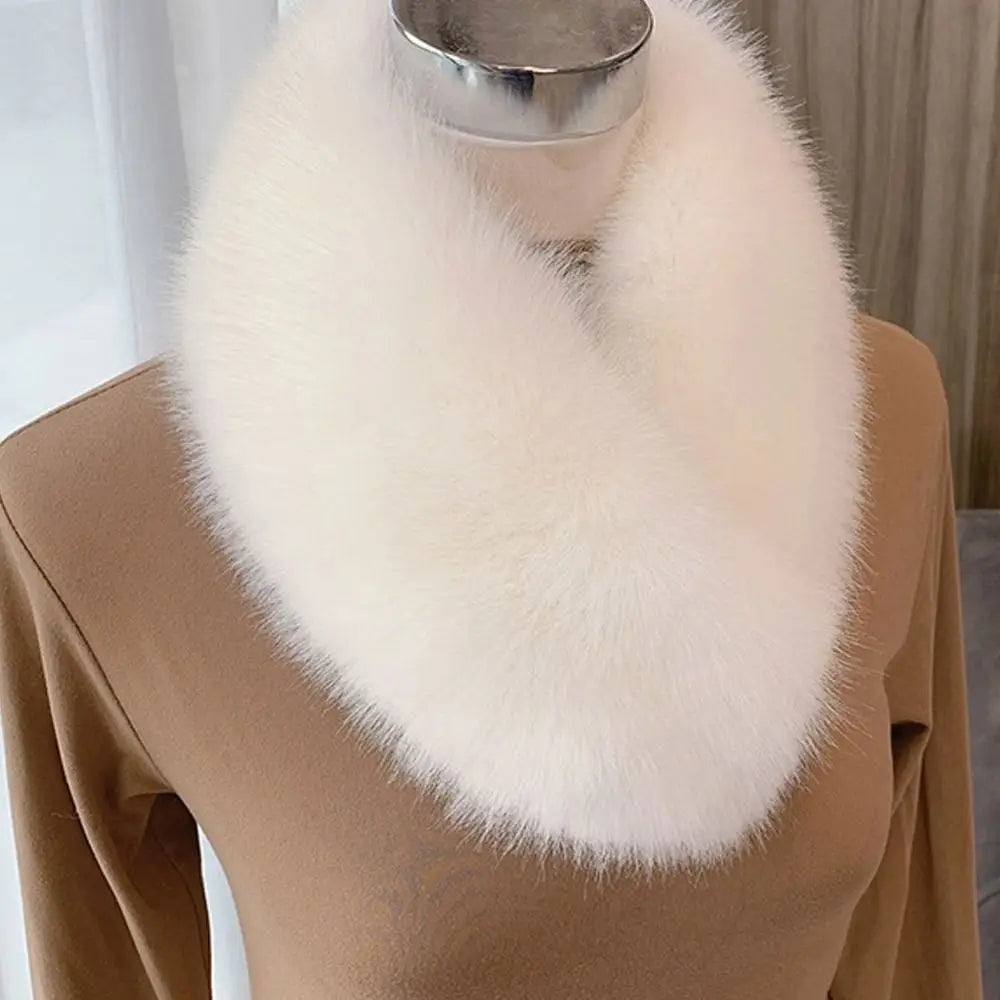 Women Hair Collar Winter Female Fur Scarf Solid Color Shawl Imitation Fur Scarf Artificial Wool Bib