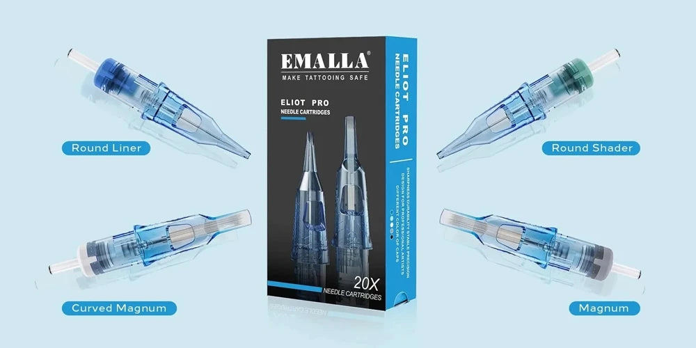 20/10PCS EMALLA Eliot Pro Tattoo Cartridge Needles Safety Sterilize Tattoo Needles Permanent Make-Up Tool for Cartridge Machine