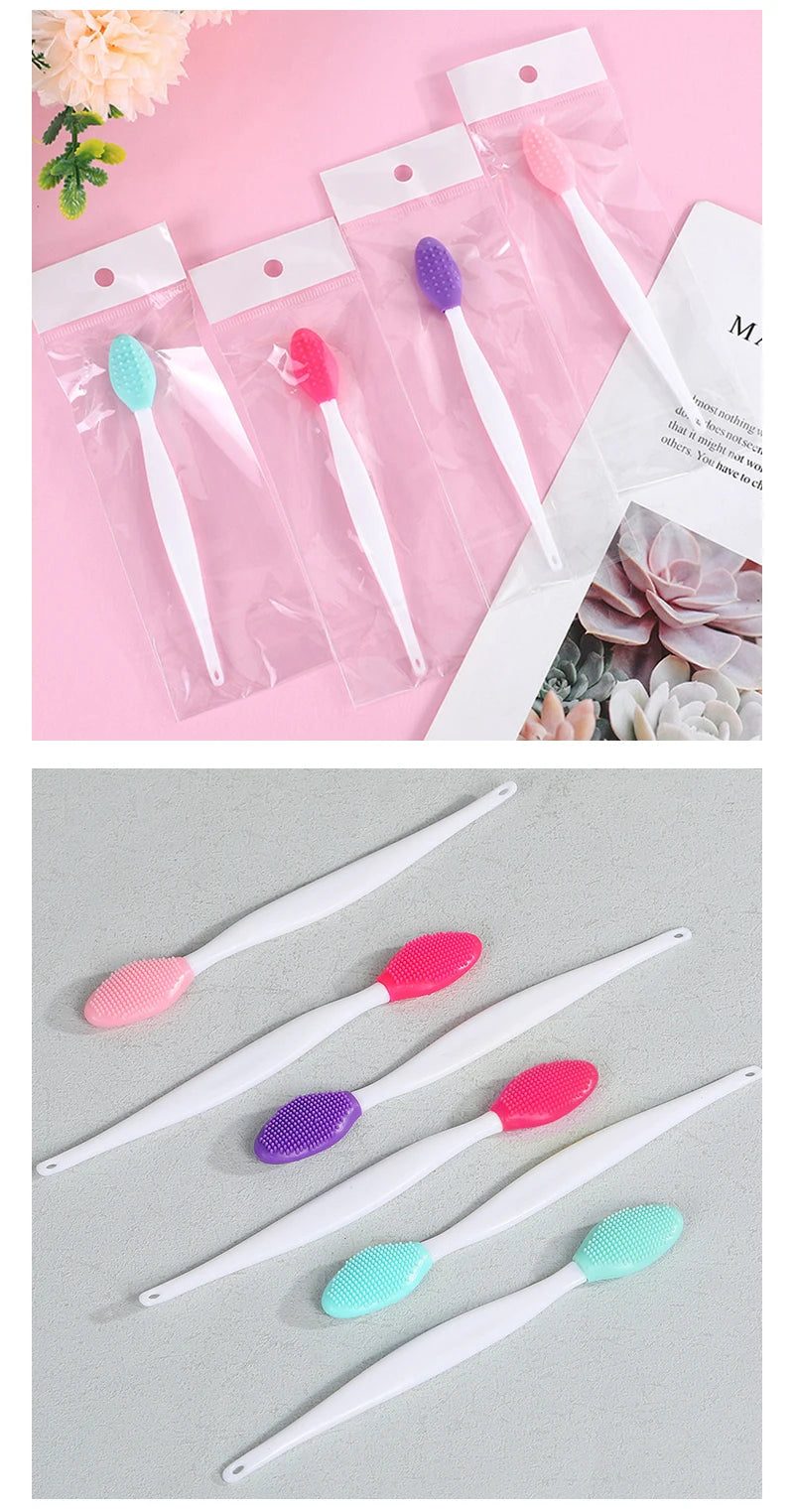 5 Pcs Lip Scrub Brush Silicone Brush Tool Double Sided Mini Exfoliating Brush Exfoliating Lip Brush Lip Scrub Tool for Dark Lips
