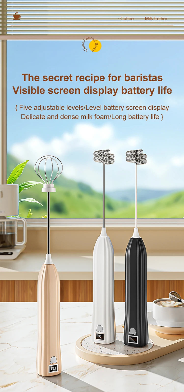 Electric Wireless Egg Beater Mini Coffee Mixer Handheld USB Charging Automatic Whipping Of Egg Whites Cream Home Baking