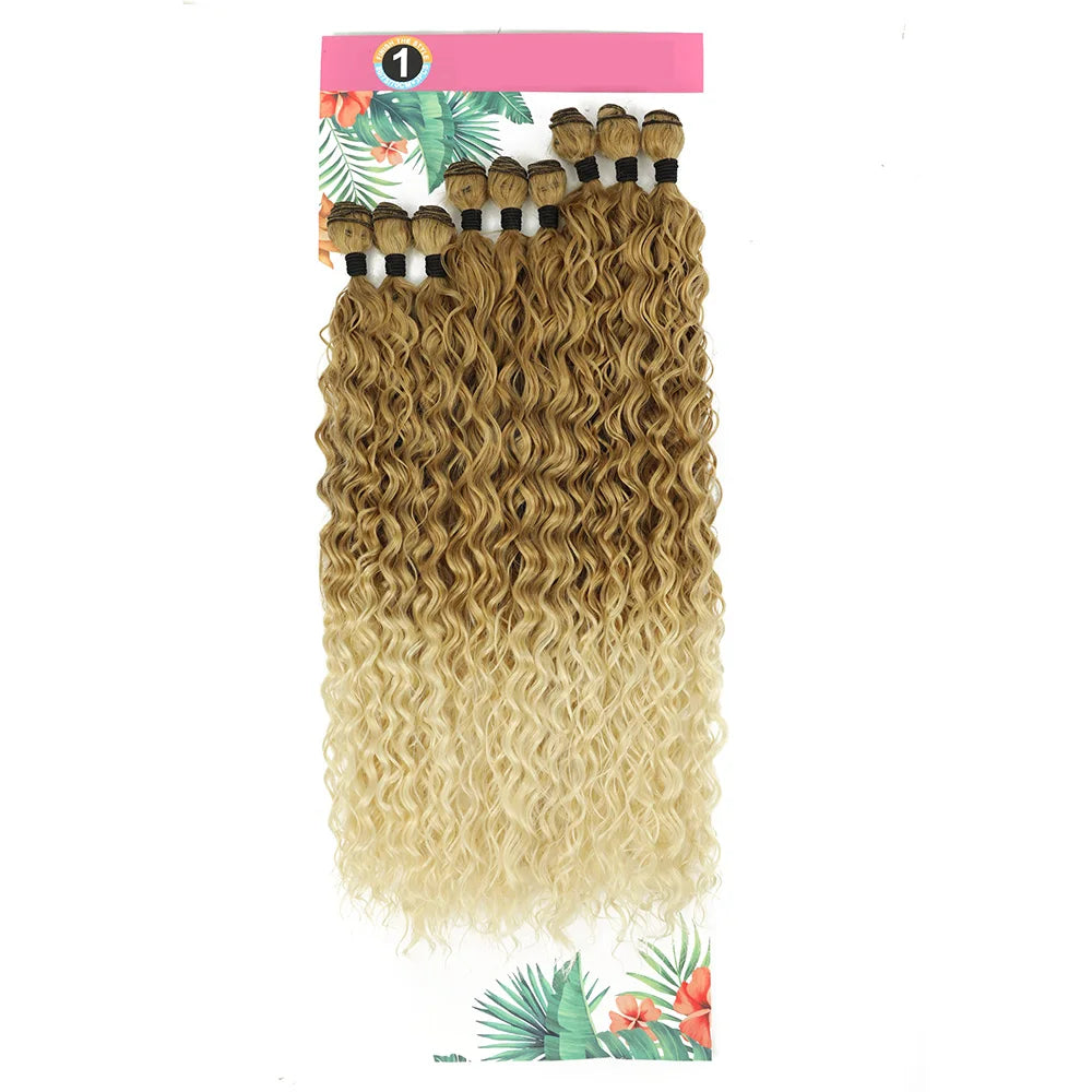 BOL Curly Hair Bundles 20 24 28Inch Long Synthetic Hair Exetension Fake Hair For Women Water Wave Heat Resistant 9Pcs Full Head
