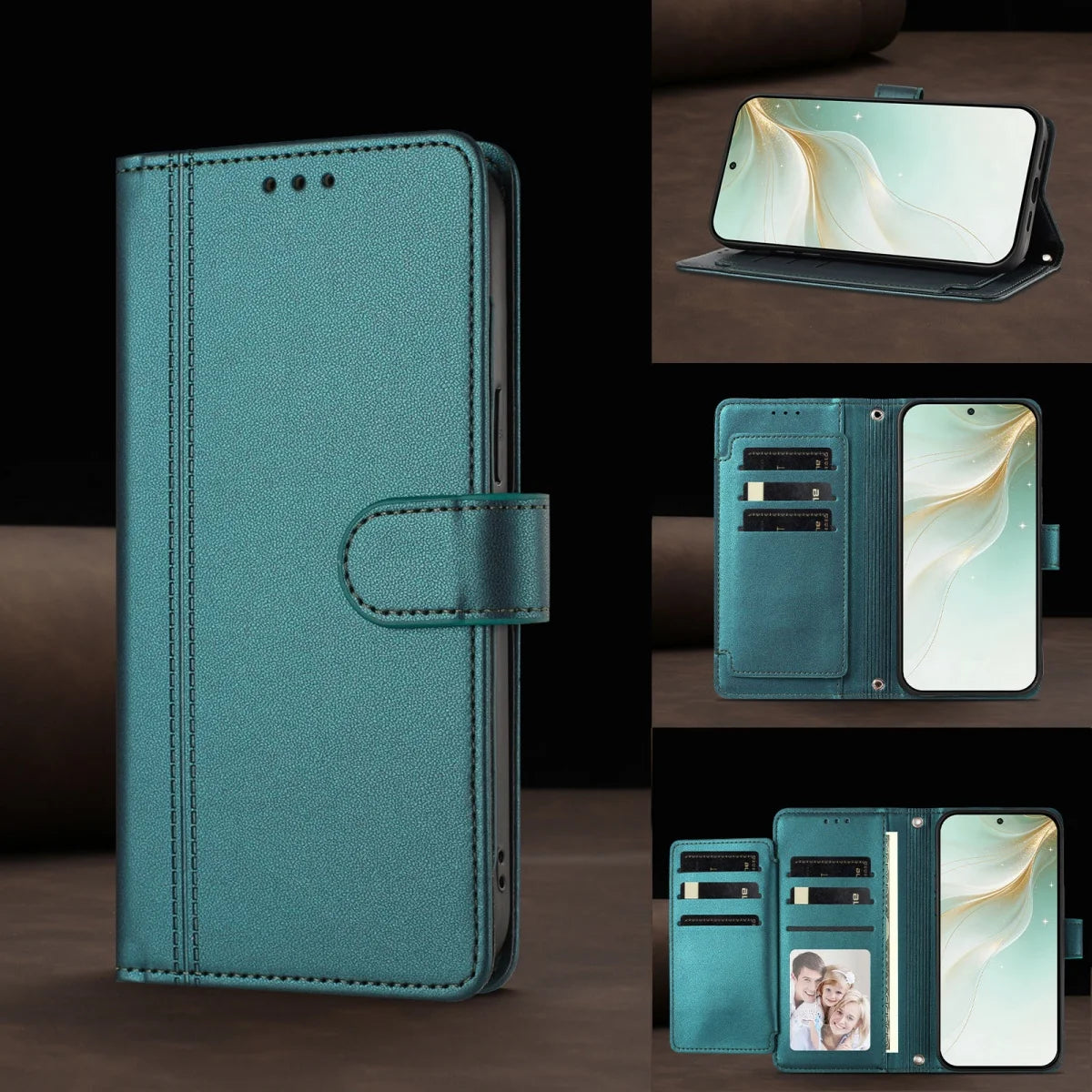 Luxury Premium Leather Wallet Case For iPhone 17 16 15 14 13 12 17 Pro Max Plus Air 17e 16e Wallet Card Slot Magnetic Flip Cover
