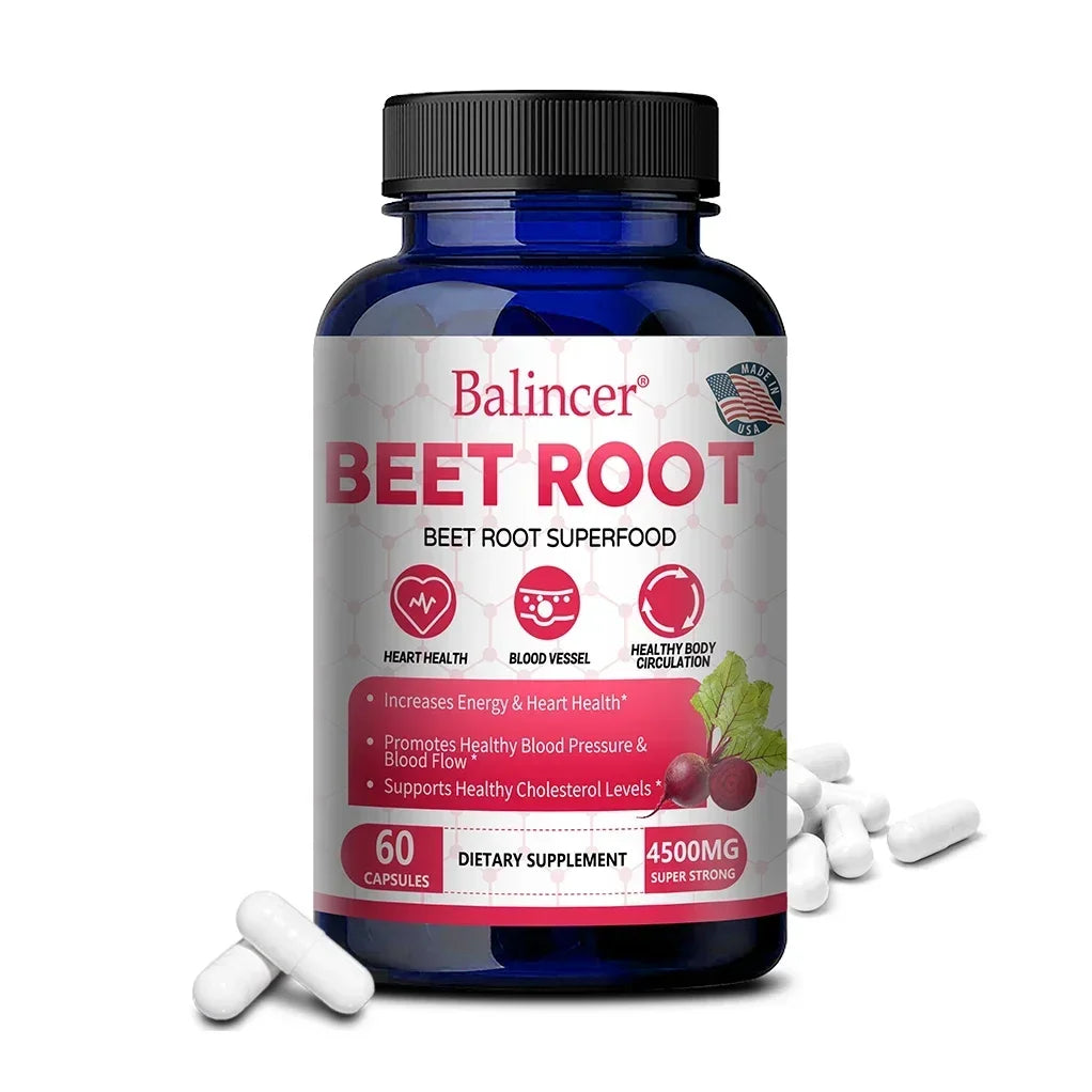 Beetroot Capsules 2500mg, Support Daily Blood Circulation, Cardiovascular Wellness, Physical Endurance & Immune Balance