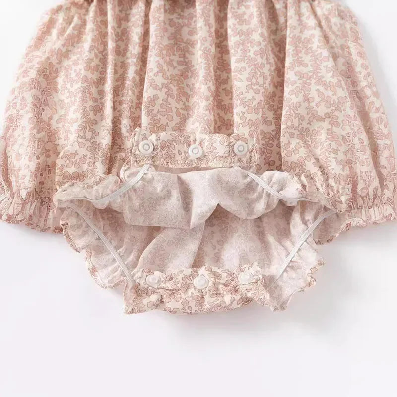 2025 New Summer Toddler Baby Girls Jumpsuit Flying Sleeve Cotton Flower Print Newborn Baby Girls Romper 0-24M Baby Clothing