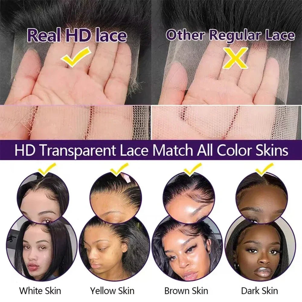 13x4 13x6 5x5 HD Transparent Lace Front Human Bling Hair Wigs For Women Pre Plucked Brazilian 36 30in Straight Lace Closure Wigs