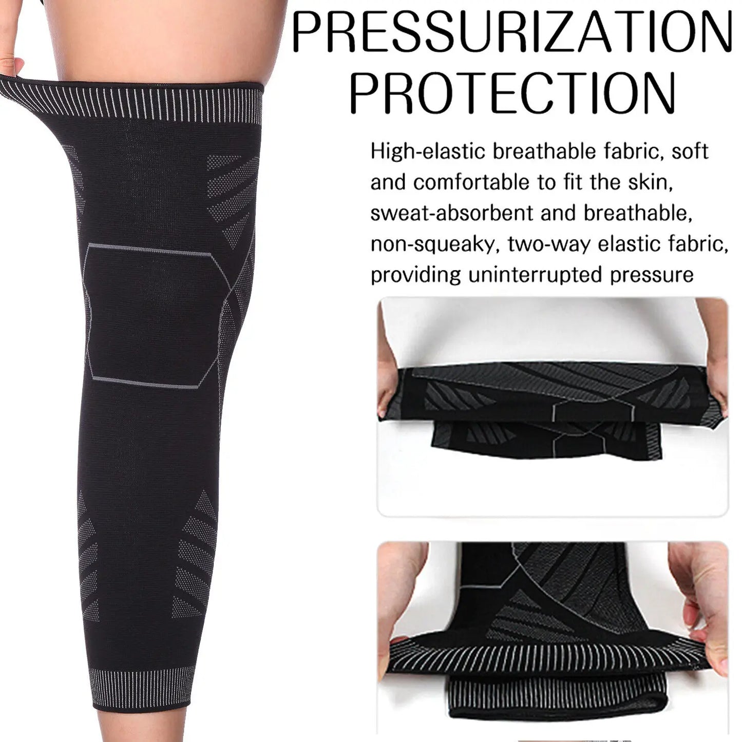 1/2Pcs Sport Full Leg Compression Sleeves Knee Brace Support Protector for Weightlifting Arthritis Joint Pain Relief Muscle Tear