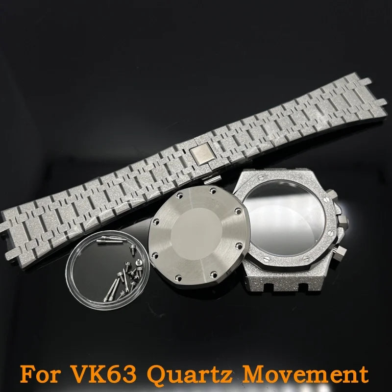 41mm Gold Black Matte Star Sand Steel Case Strap with 31.8mm Watch Dial for Oak NH35 NH36 NH70 Automatic Movement Watch Hands