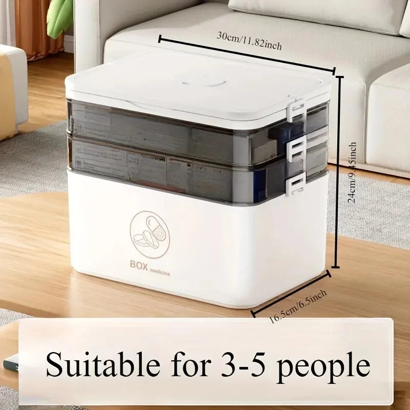 1pc 3-Tier Family Emergency Medicine Storage Box, Leak Resistant Compact Home Medicine Organizer