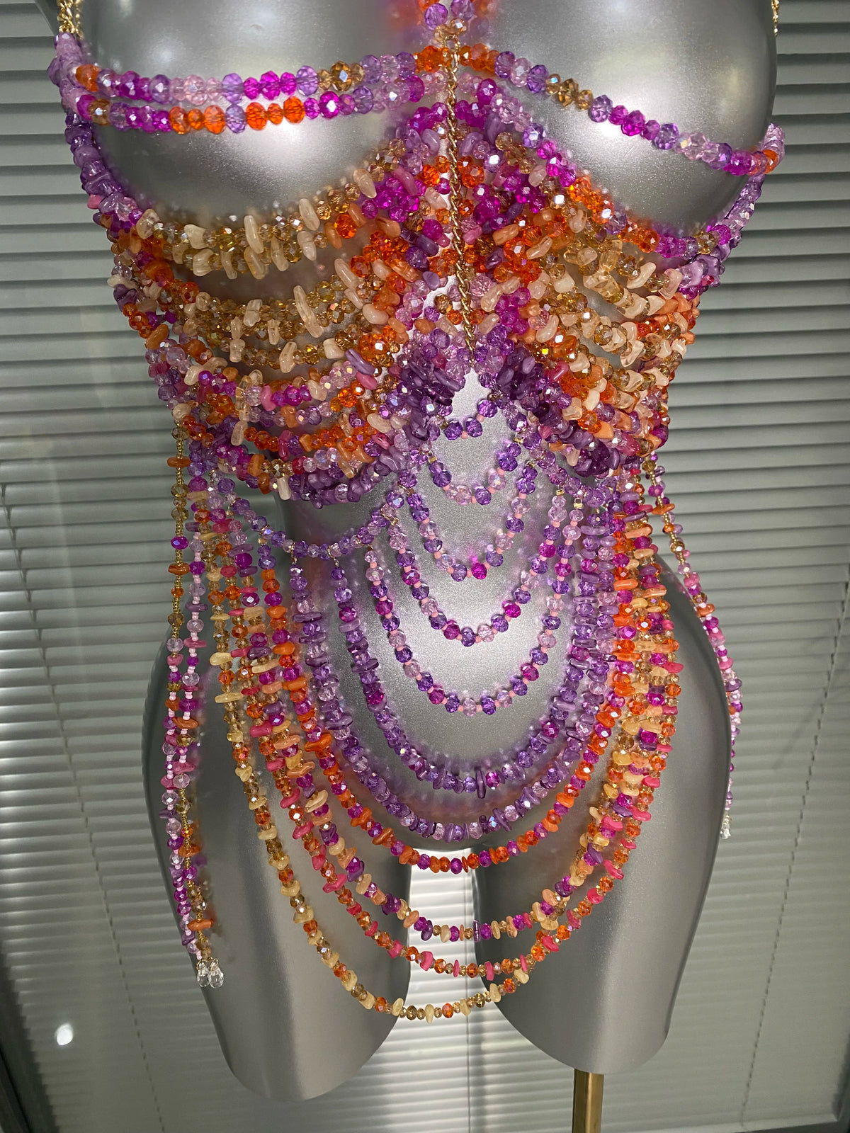 Crystal Rhinestone Tassel Body Chain Harness Bra for Women Multi-layer Shiny Gemstone Body Jewelry Sexy Halter Neck Bikini Chest