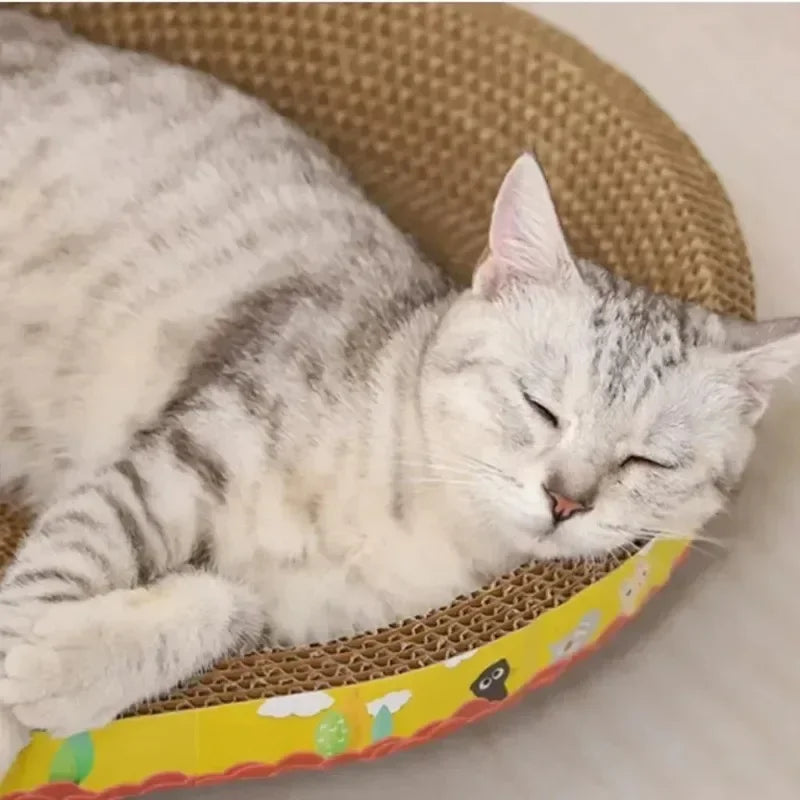 Cat Scratching Board Protect Furniture Grinding Claw Toys Round Oval Corrugated Paper Wear-resistant Cat Nest Scratching Board