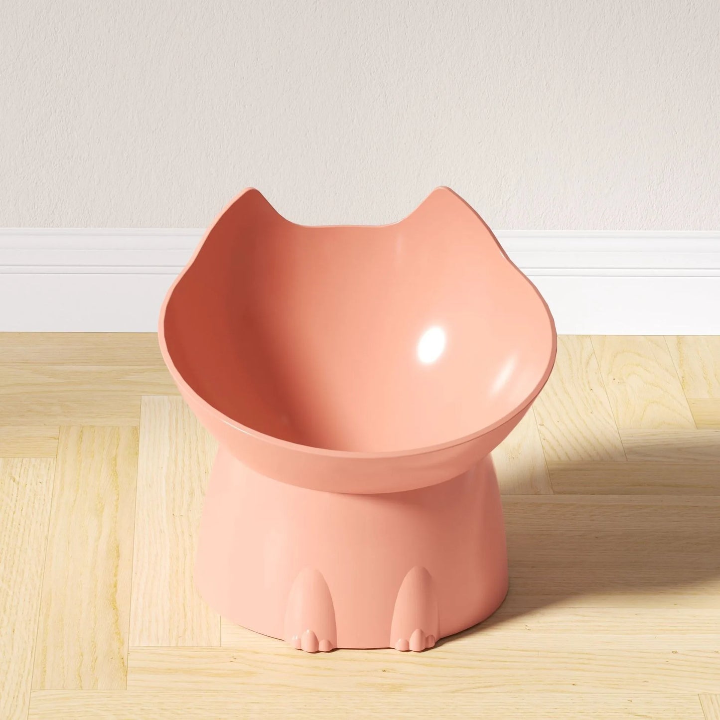 1pc WhiskerWare Elevated Cat Bowl Anti-Tip Plastic Raised Pet Feeding Dish with Tilted Edg 3e Neck Protection Kitty Food