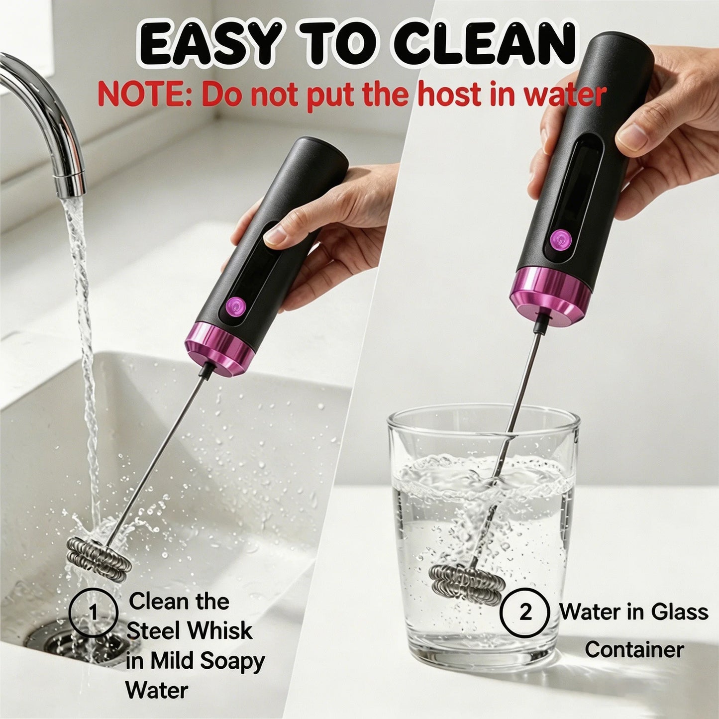 Electric Milk Frother USB Rechargeable Handheld 3 Speeds Coffee Foam Maker Cappuccino Frothing Wand Mixer for Kitchen Cafe Use