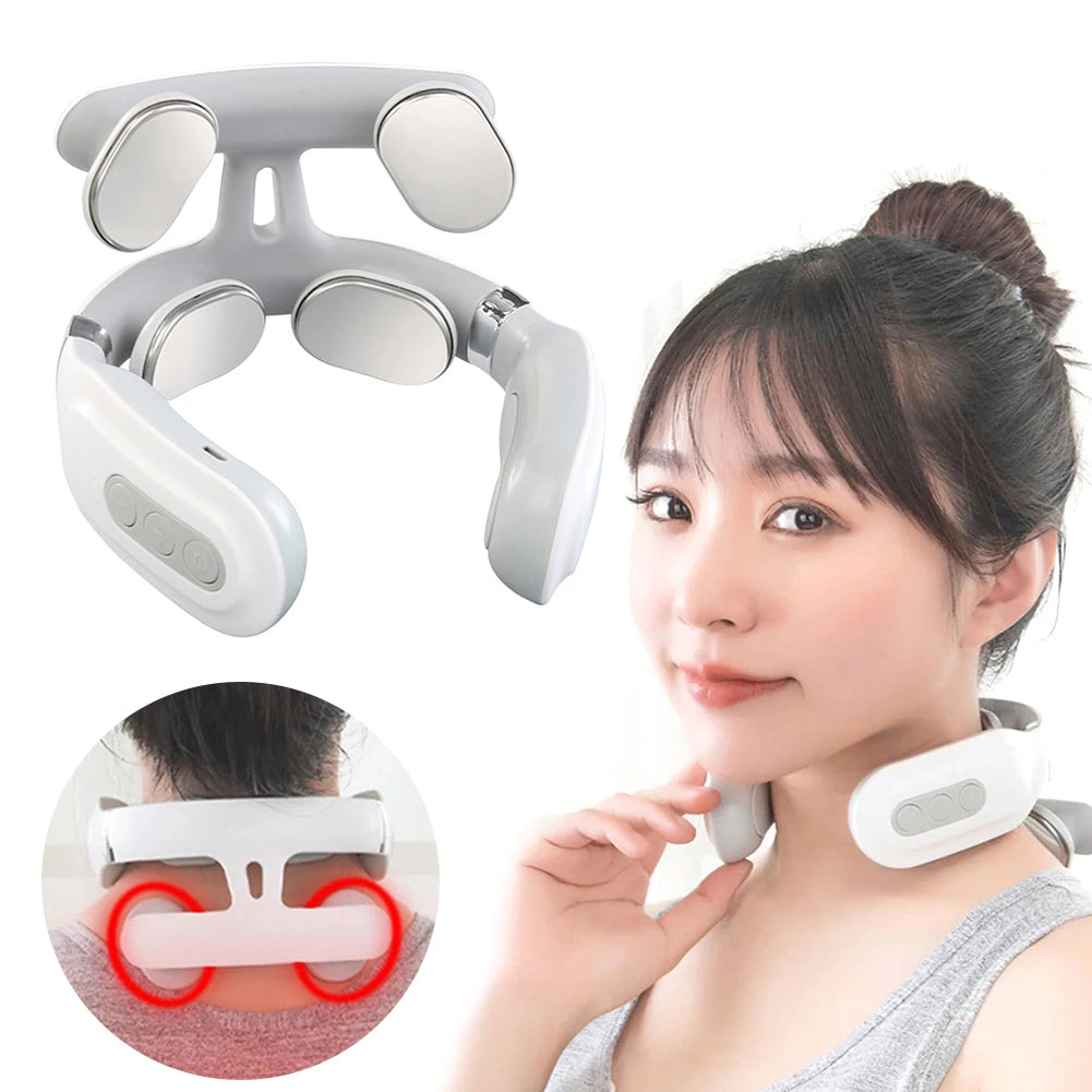 4-head Cervical Massager with Heat Electric Neck Massager Relaxation Gifts for Women Men Dad Mom