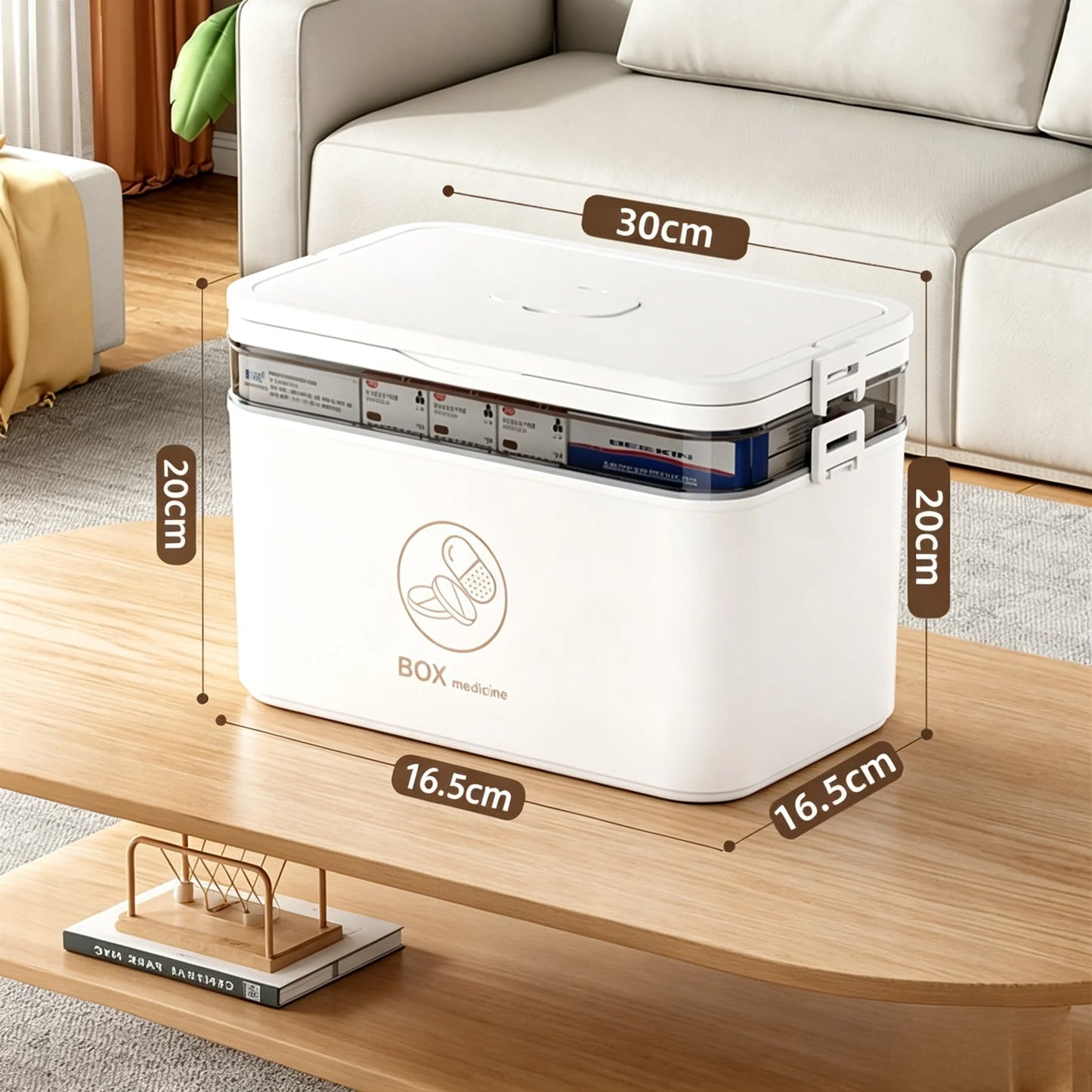 1pc 3-Tier Family Emergency Medicine Storage Box, Leak Resistant Compact Home Medicine Organizer