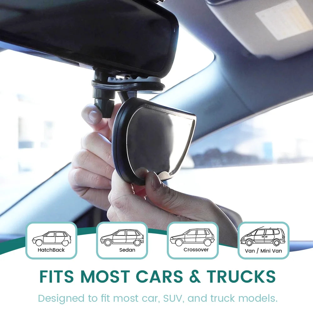 Clip-On Baby Car Mirror 360° Adjustable Rear View Mirror for Back Seat Non-Slip Clasp Fits Most Cars for Infant Safety