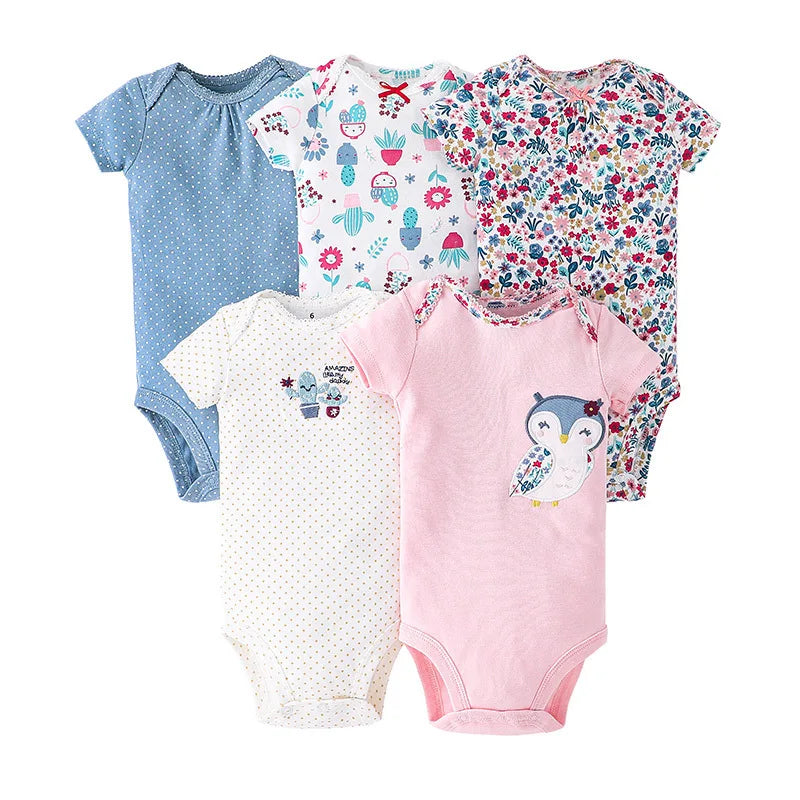 5 Pairs Newborn Baby Bodysuit Short Sleeve Infant Jumpsuit Short Sleeve Cotton Overalls Newborn Infant Jumpsuit  Kids Baby Roup