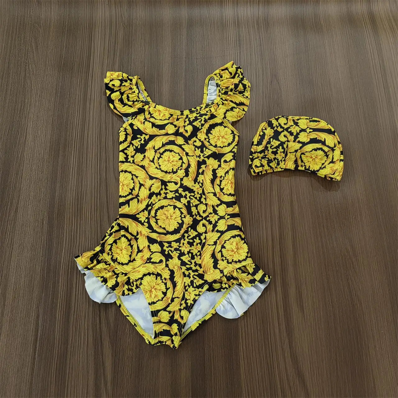 2025 Girl Swimsuit Summer golden flower bodysuit Special Offer Children's Swimsuit factory Wholesale