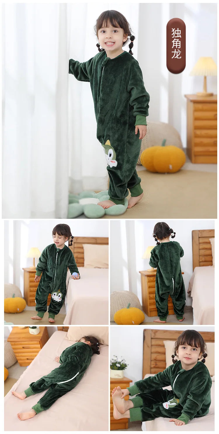 Kawaii Girls Pajamas Winter Purple Rabbit Onesie Hooded Plush Kigurumi Jumpsuit Blanket Sleeper Warm Overall Kids Nightwear Pjs