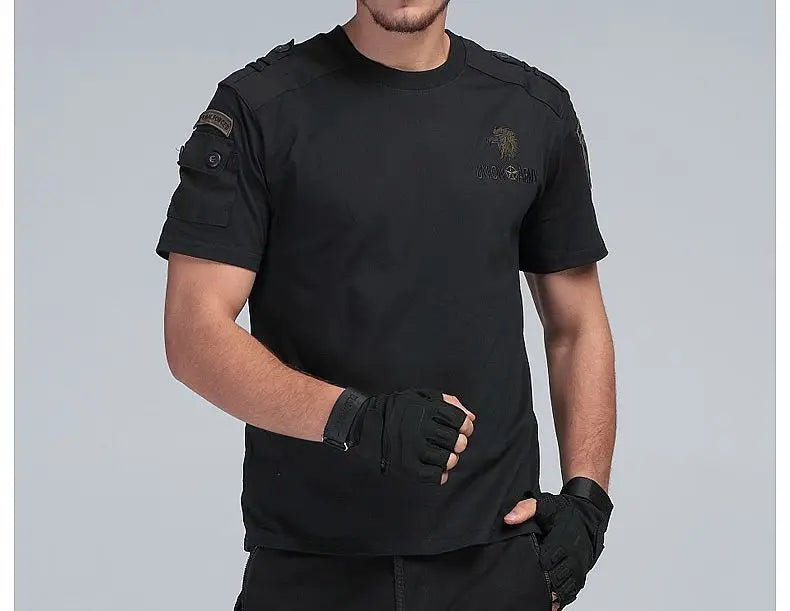 Tactical Camouflage Special Forces T-shirt Men Spring Breathable Wear Resistant Round Neck Top Pure Cotton Training Workwear
