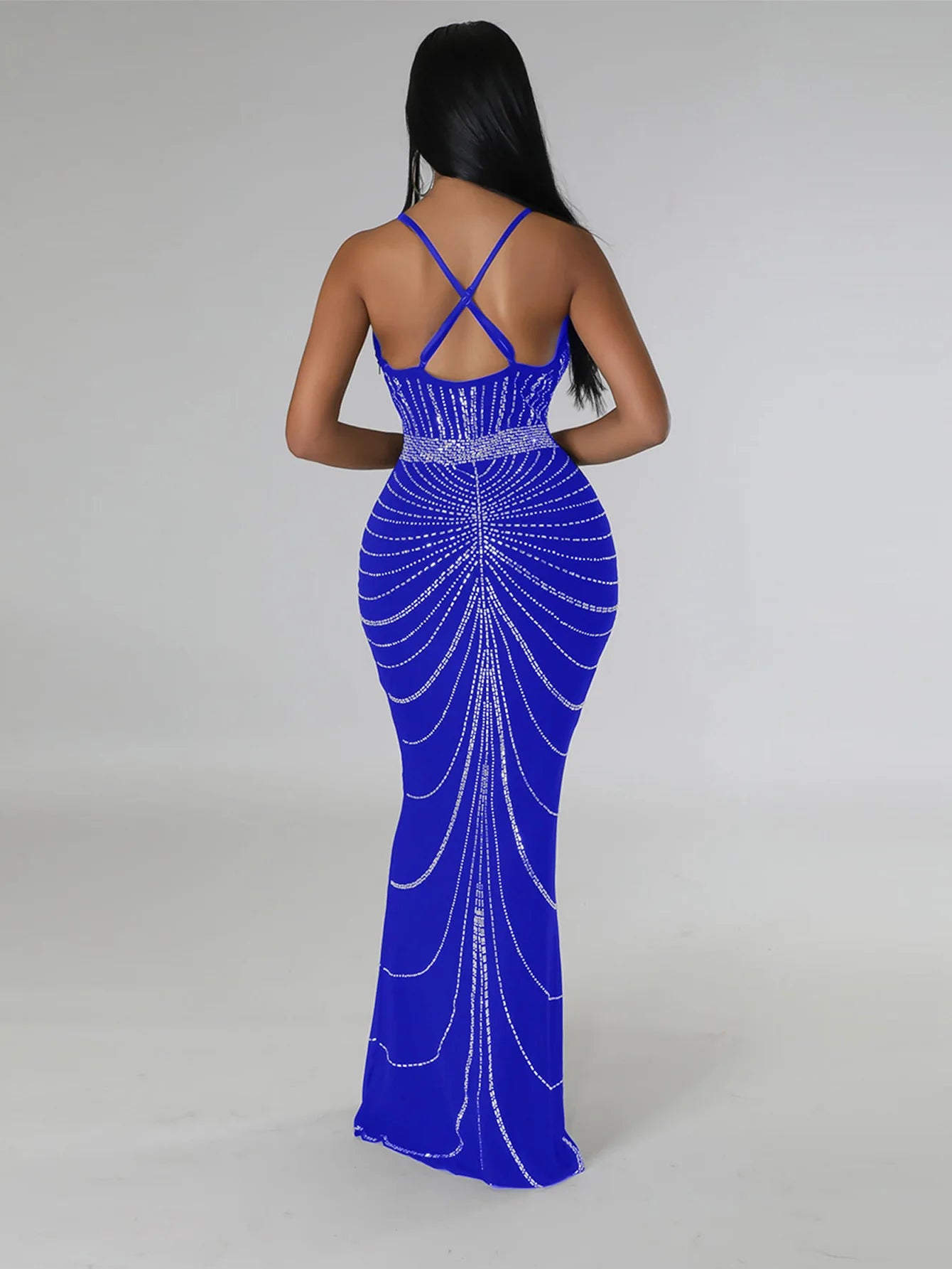 Sparkling Solid Color Hot Diamond Sheer Mesh Long Skirt, Elegant and Luxurious Spring Women's Cocktail Dress, Celebrity Clothing