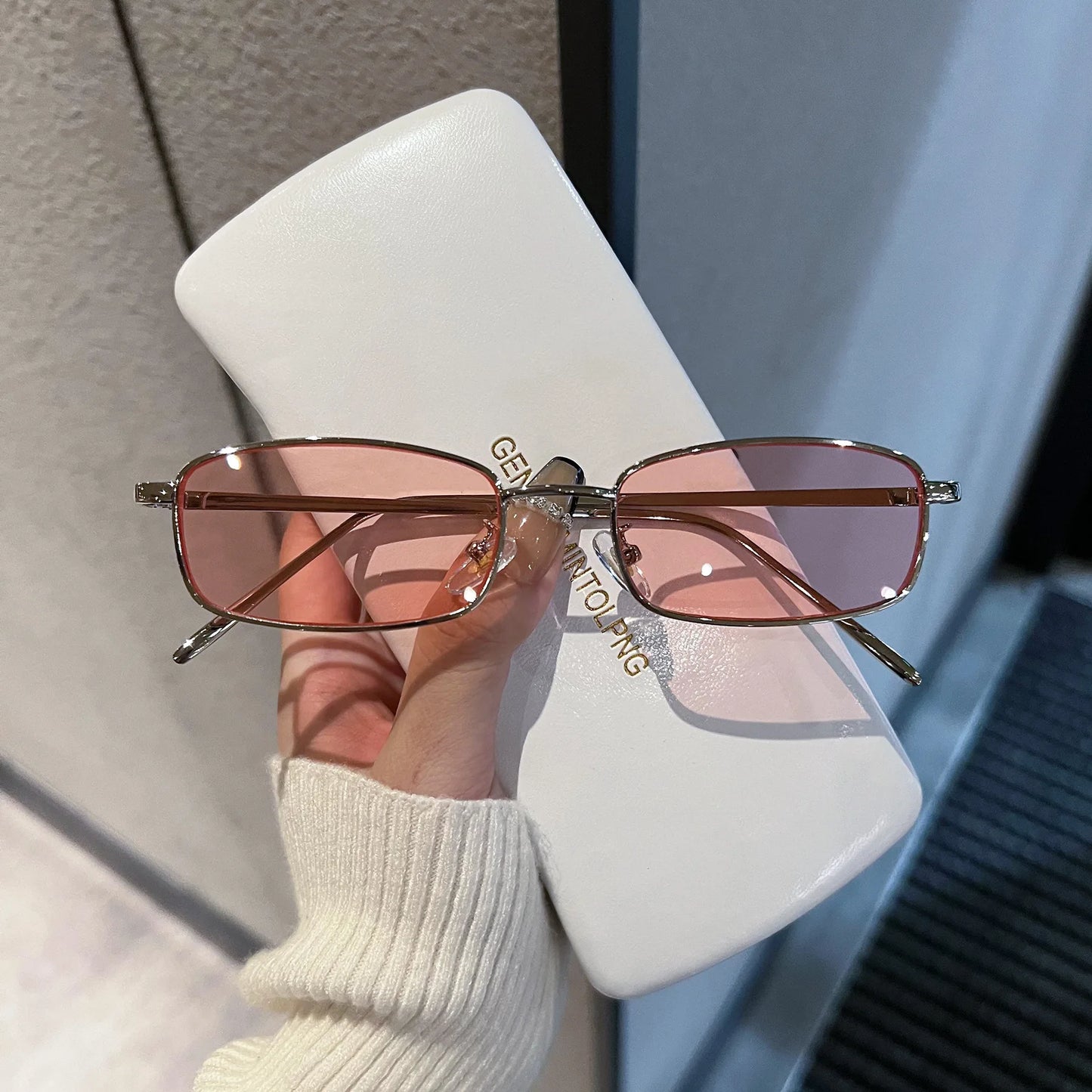 Fashion Rectangle Sunglasses Men Women Vintage Square Driving Sun Glasses Luxury Brand Metal Frame Eyewear Lentes De Sol