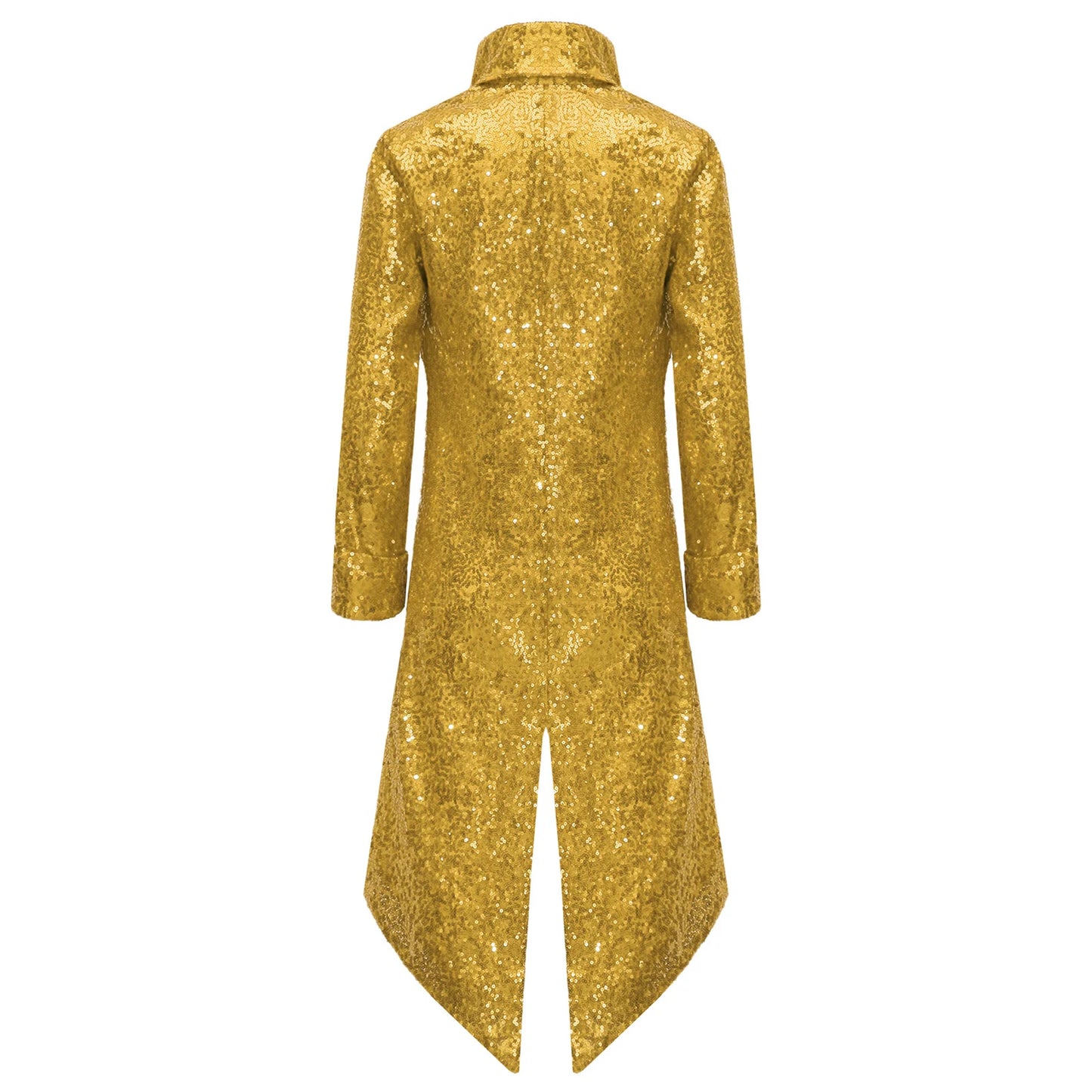 Kids Boys Halloween Medieval Renaissance Costume Sparkly Sequins Victorian Tailcoat Jacket Frock Coat Long Sleeve Gothic Tuxedo