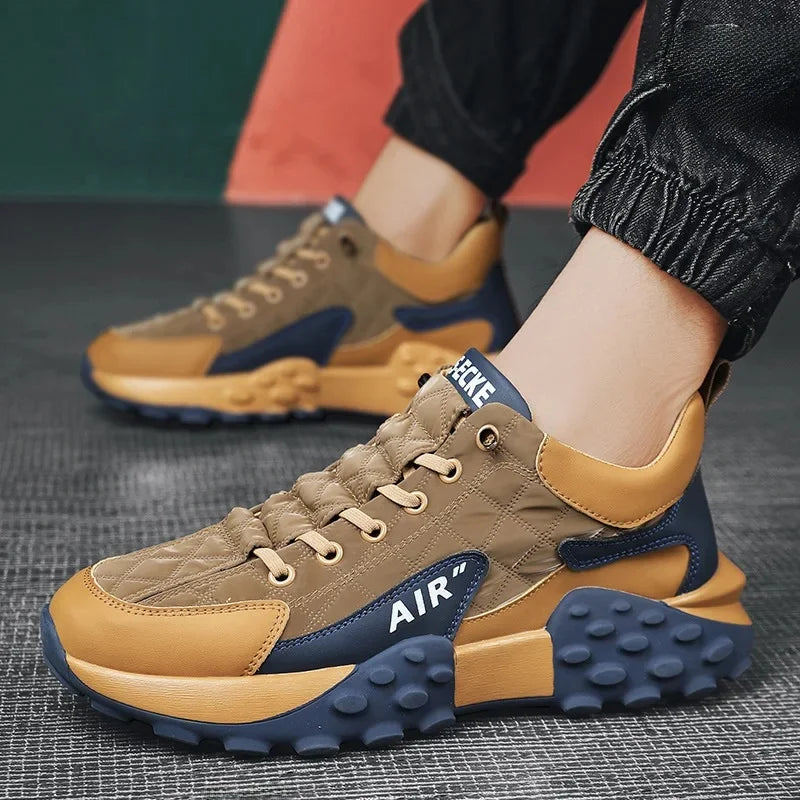Men's Spring New Sport Shoes Casual Classic Trendy Thick Bottom Leisure Shoes Breathable Microfiber Upgraded Spring Autumn