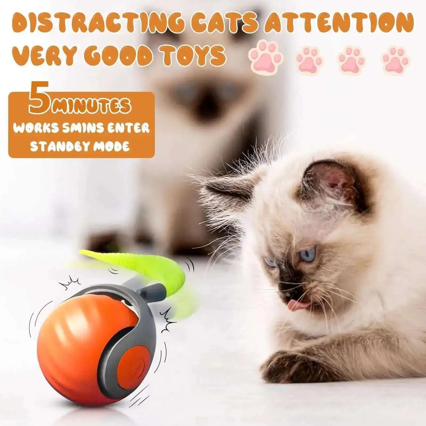 Speedy Tail 2.0 Smart Interactive Cat Toy Automatic Moving Balls for Cats And Dogs Touch Motion Rolling Toy Ball for Pet Gift.