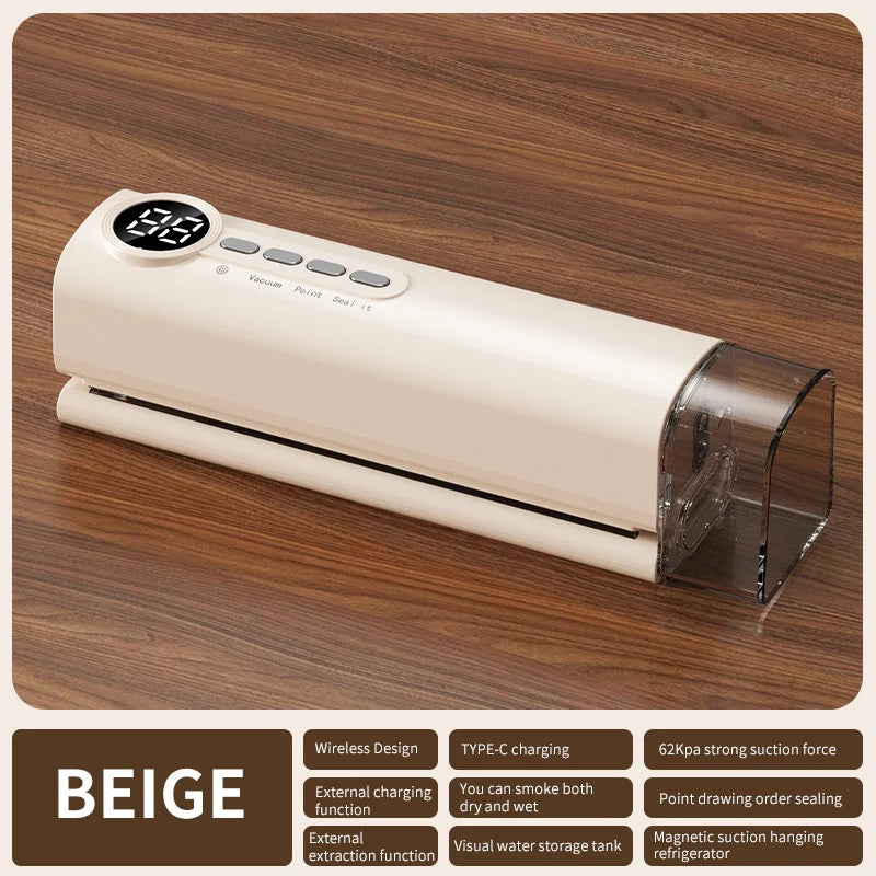 Multifunctional portable wireless vacuum sealer powerful suction Automatic food sealing machine USB Rechargeable Food Bag Sealer