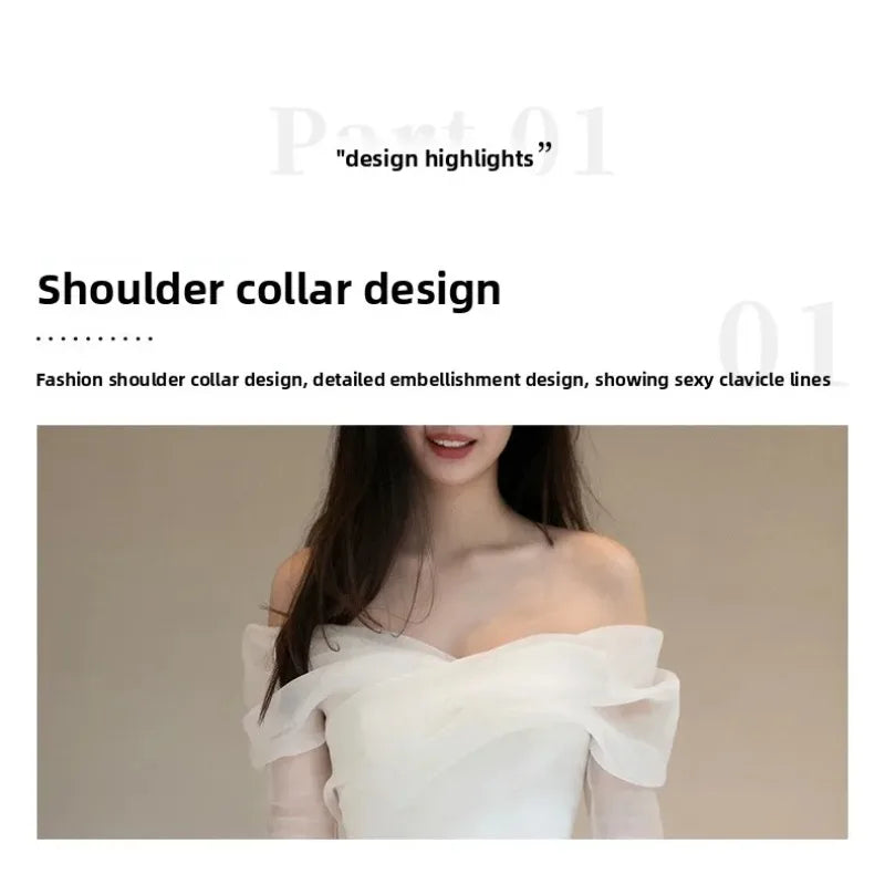2026 Summer New One Shoulder Satin Light Wedding Dress French Travel Photography Bridal Temperament Simple and Slim Fit Dress