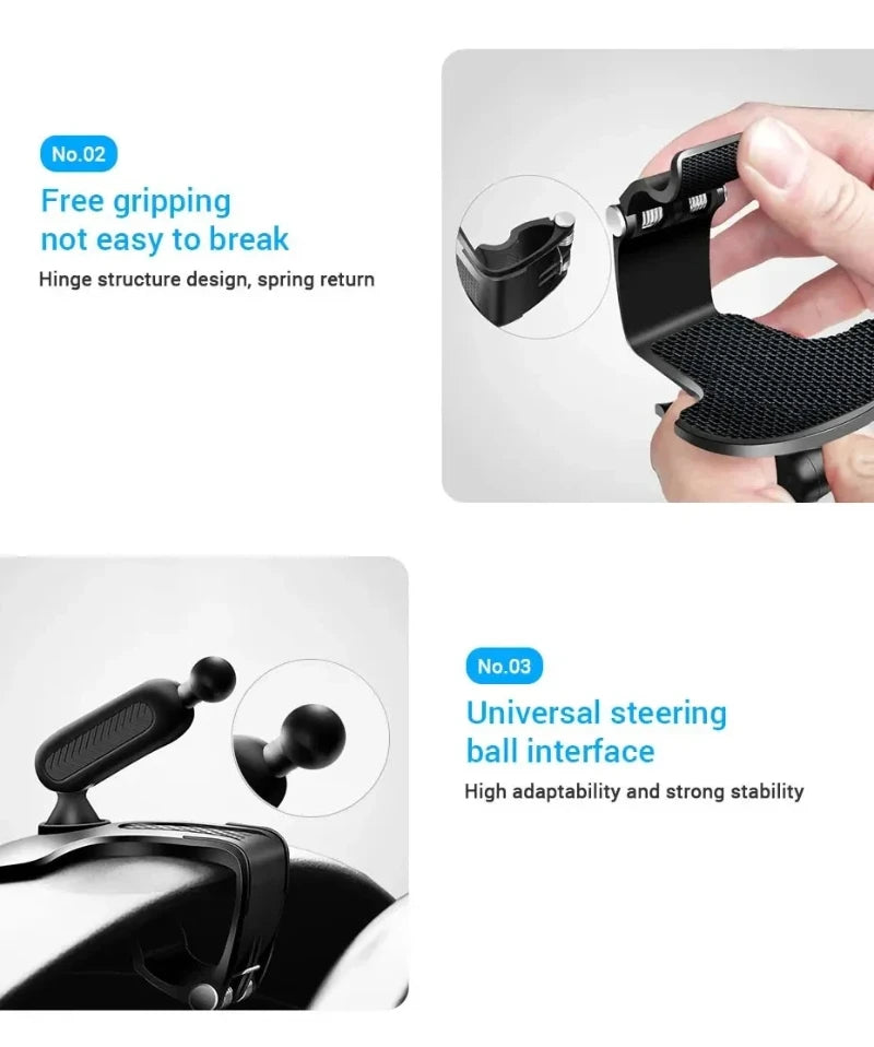 Dashboard Car Phone Holder ABS Mobile Phone Sun Visor Holder Auto Rear View Mirror Phone Support 360 Degree Rotation Accessories